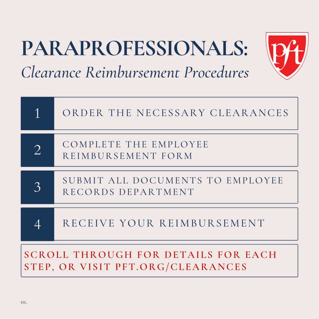 Paraprofessionals Clearance Reimbursement Guidance Philadelphia