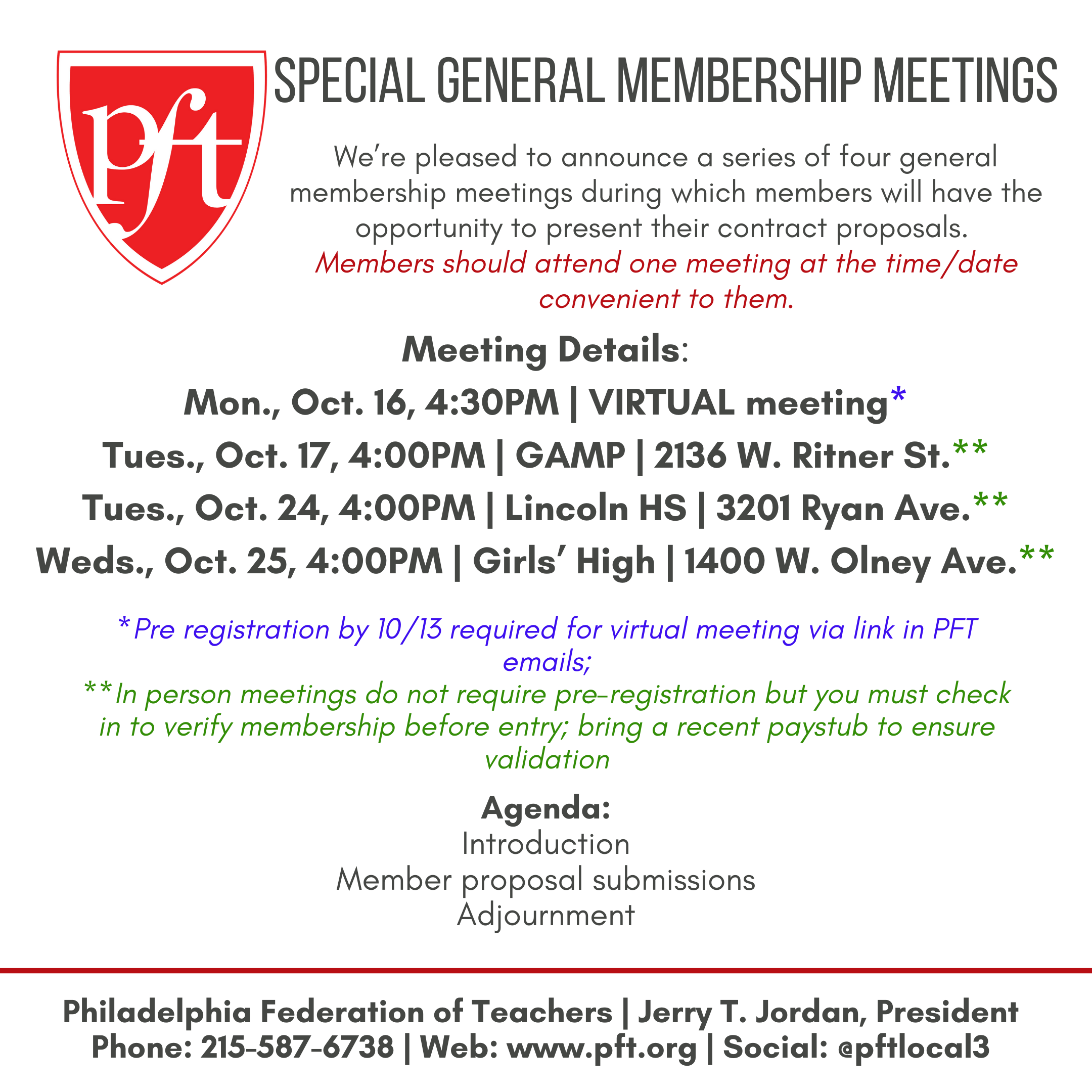 Proposals meetings dates