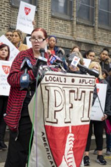 Photo: PFT rally at the Francis Hopkinson School 
