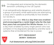 Graphic of quote from PFT President Jerry Jordan. Text is the same as on the page.